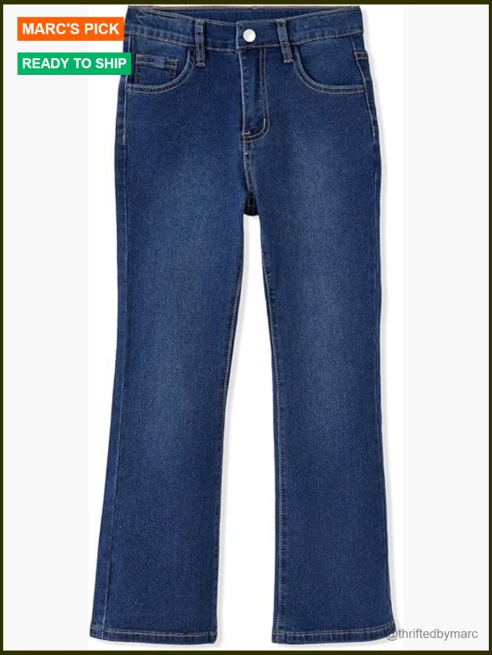 Girls Bootcut Jeans 5-14 Years, Stretch Denim Mid-Rise Elastic Waist